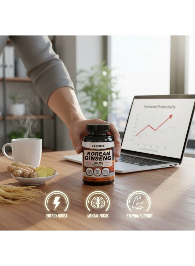 Laperva Korean Ginseng - 60 Veggie Capsules, Boosts Energy, Focus, & Cognitive Performance - Image 3